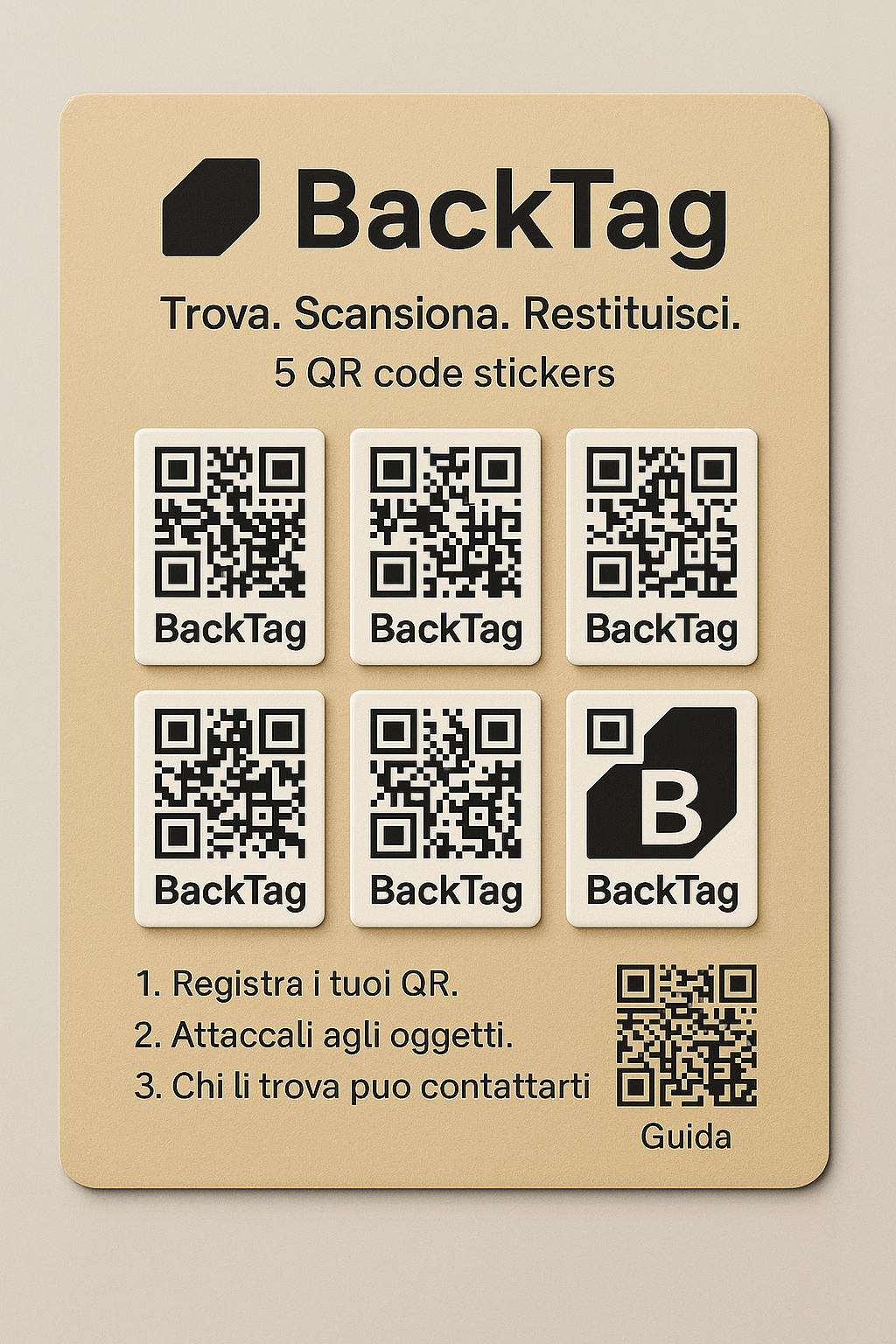 Packaging fronte BackTag
